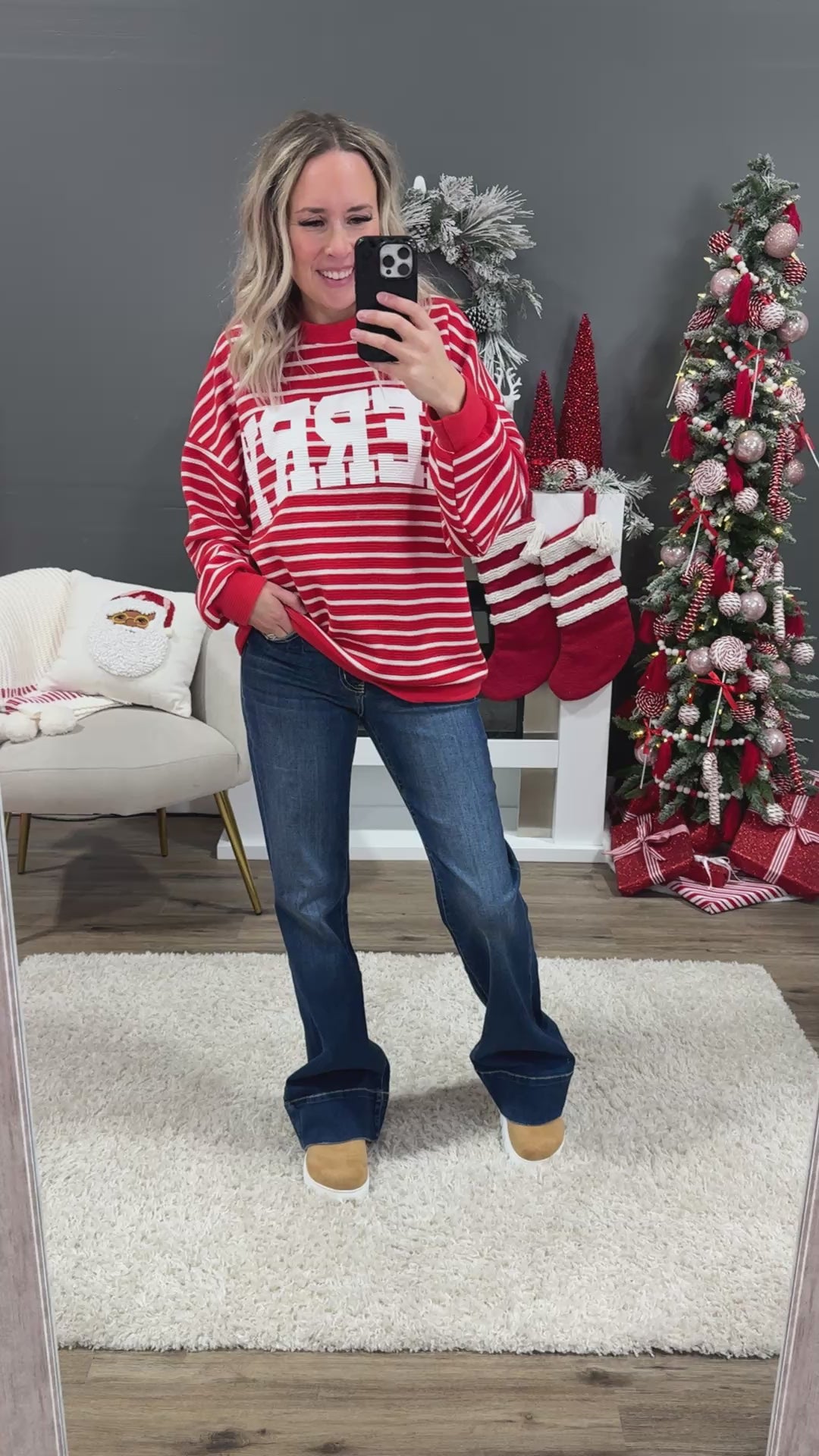 NEW! Merry Striped Cloud Knit Top - Red Tres Bien