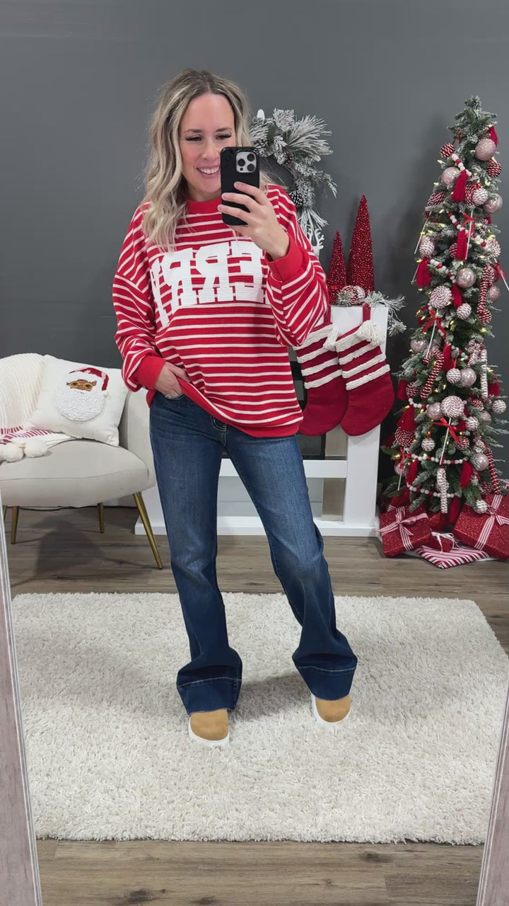 NEW! Merry Striped Cloud Knit Top - Red Tres Bien
