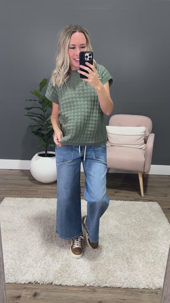 Kelly Textured Short Sleeve Sweater - Sage Michelle Mae