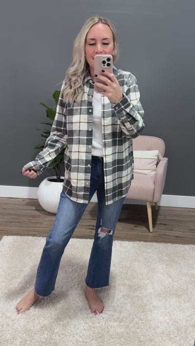 NEW! Lilou Olive Plaid Flannel Top