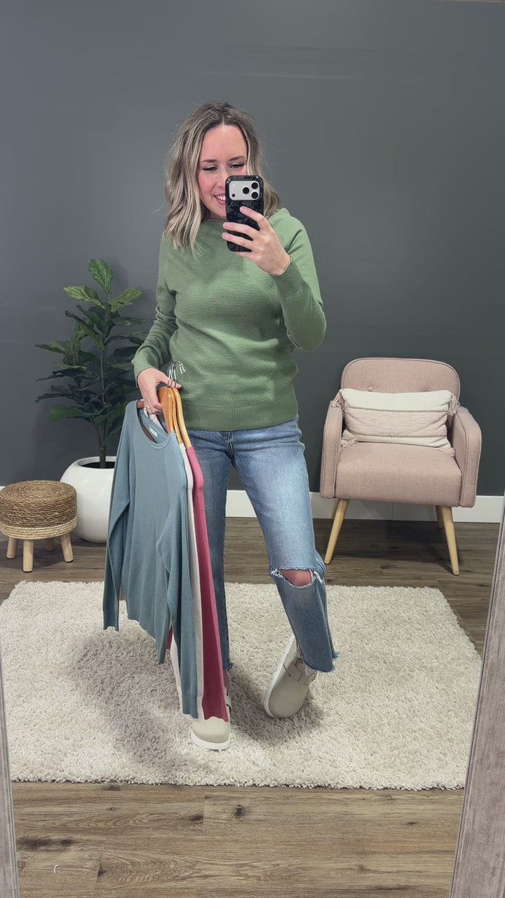 NEW! Chelsea Waffle Knit Top - Dusty Blue