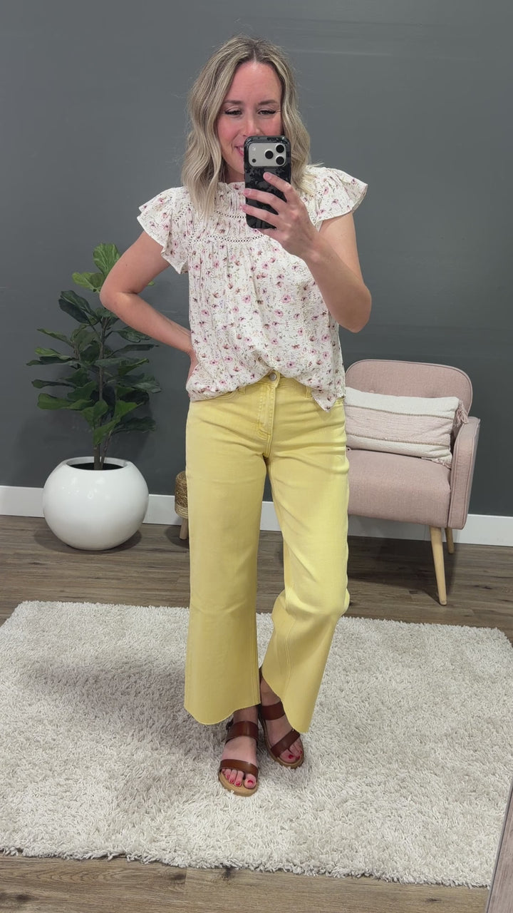 NEW! Elise Floral Ruffle and Lace Top