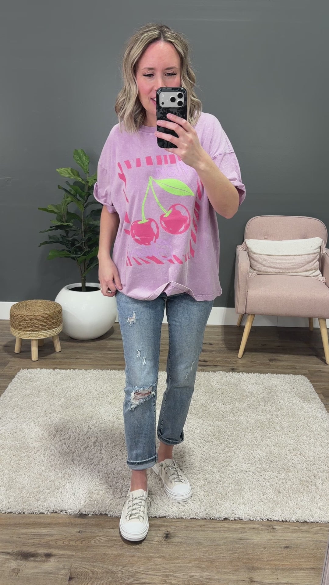 NEW! Mon Cheri Coquette Lavender Mineral Wash Tee Zutter