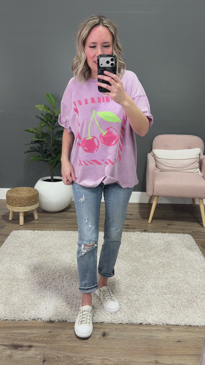 NEW! Mon Cheri Coquette Lavender Mineral Wash Tee Zutter