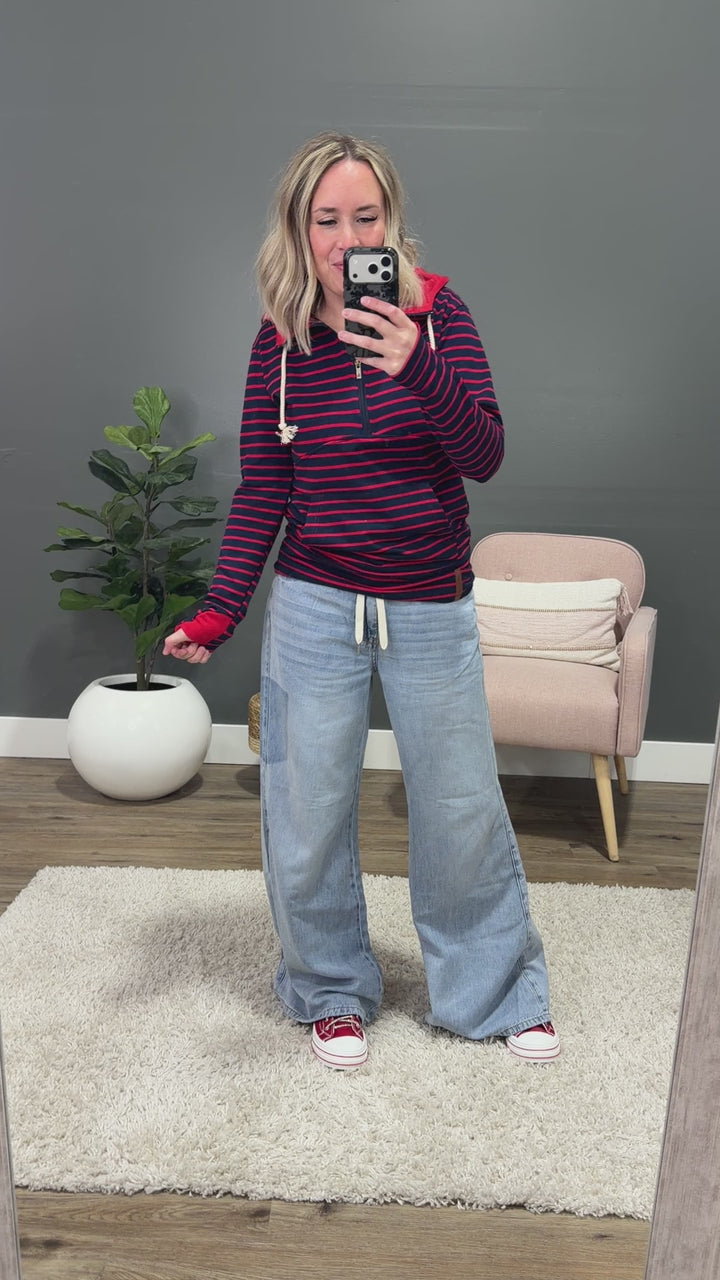 NEW! Ampersand Ave Sailaway Stripes HalfZip Sweatshirt Ampersand Ave