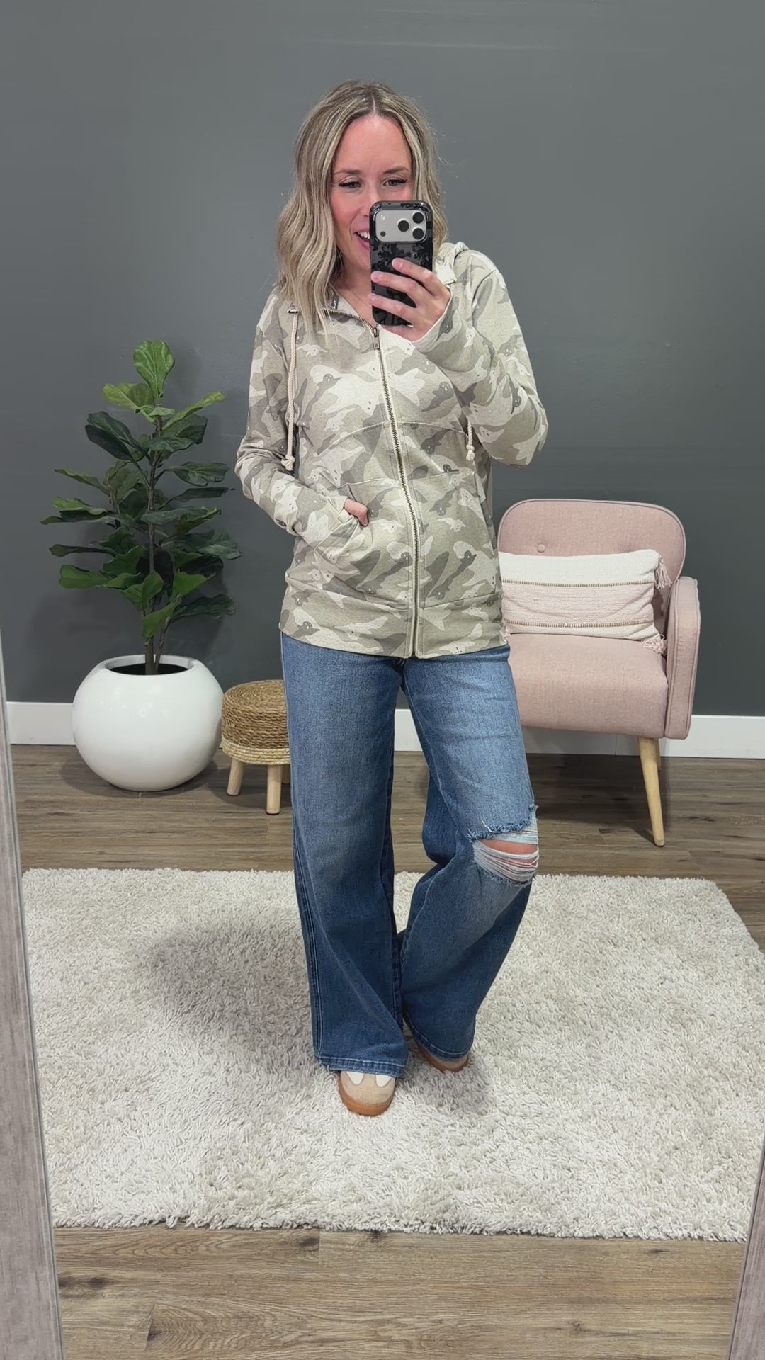 NEW! Ampersand Ave Peek-A-Boo Camo FullZip Sweatshirt