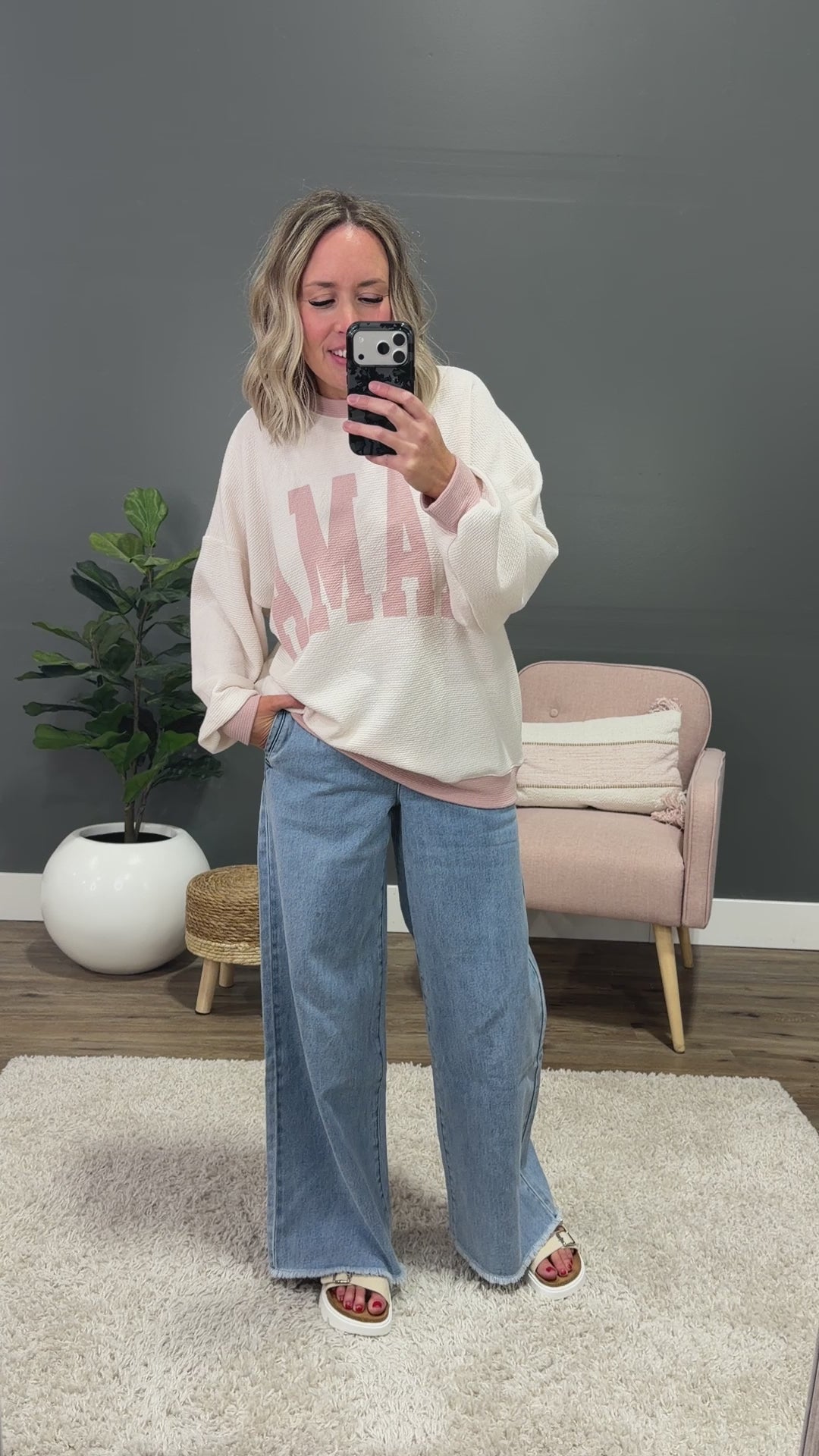NEW! Mama Cloud Knit Long Sleeve Top - Cream & Rose Tres Bien