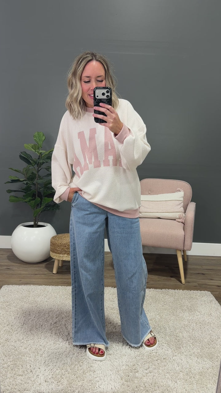 NEW! Mama Cloud Knit Long Sleeve Top - Cream & Rose Tres Bien