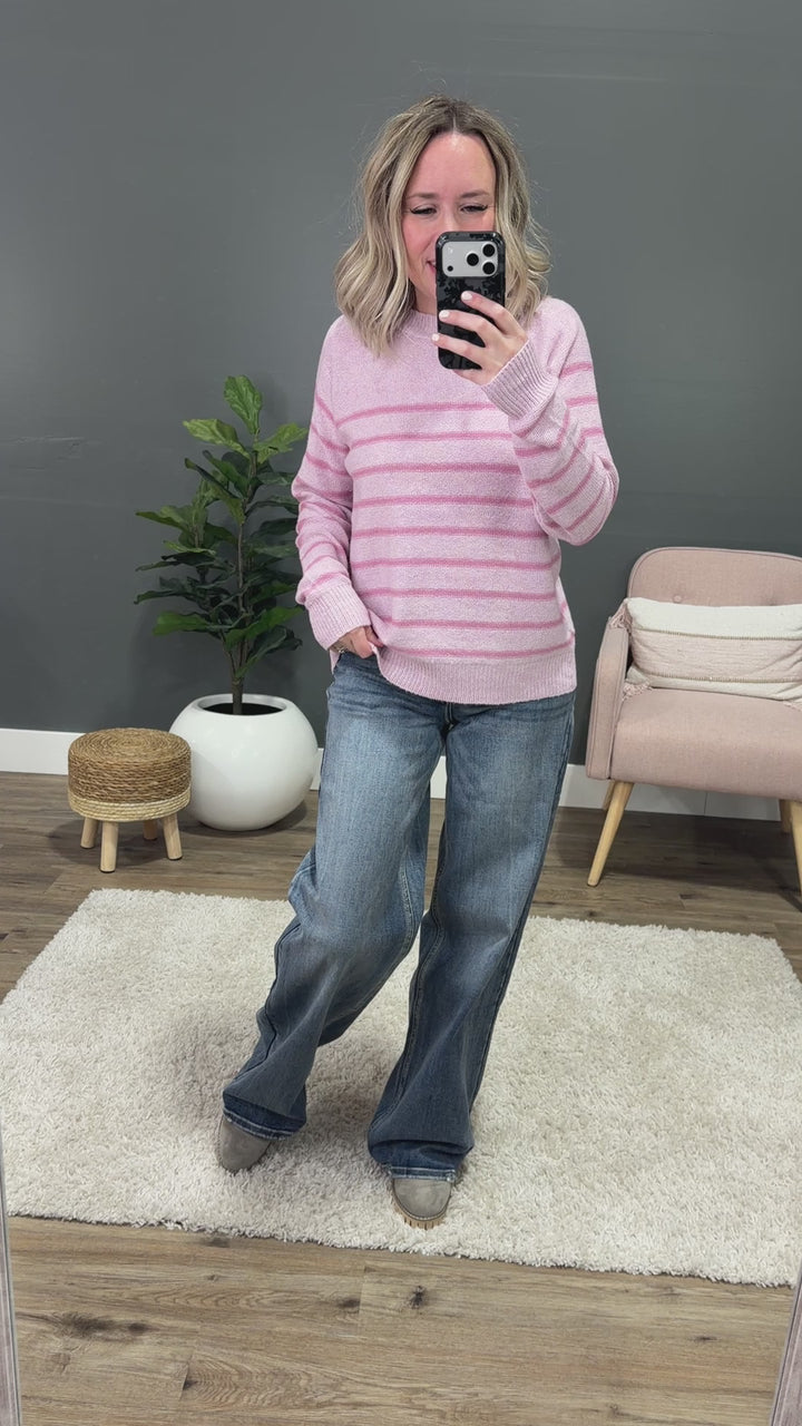 NEW! Angelina Striped Sweater - Pink