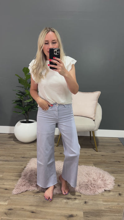 Vervet Skye Wide Leg Non Distressed Crop Jeans - Gray Dawn