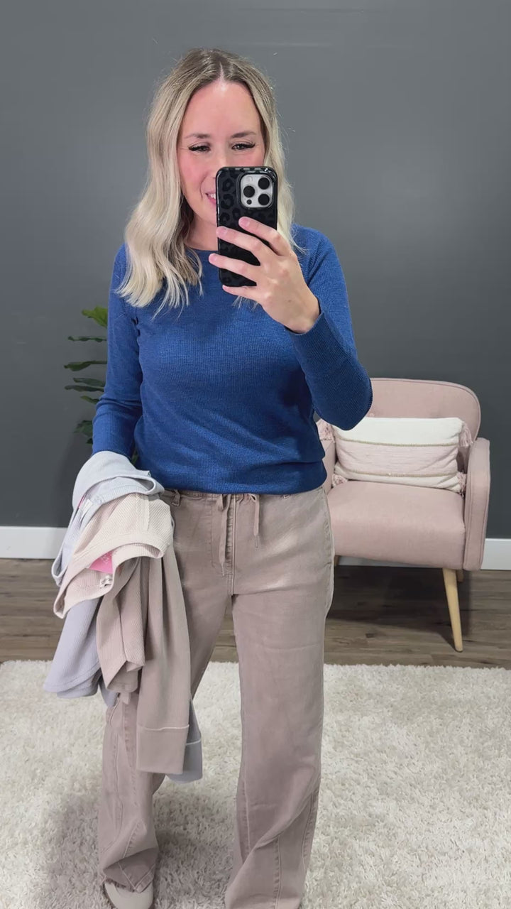 NEW! Such a Mystery Waffle Knit Top - Light Gray Zenana