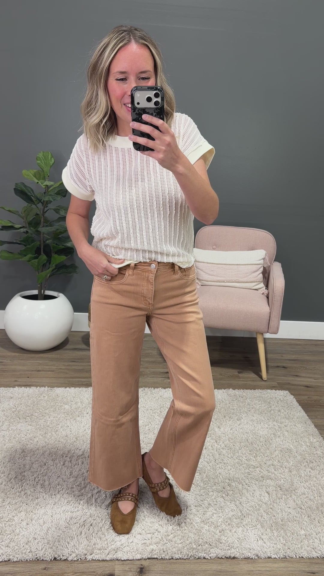 NEW! Liesel Textured Open Knit Top - Ivory