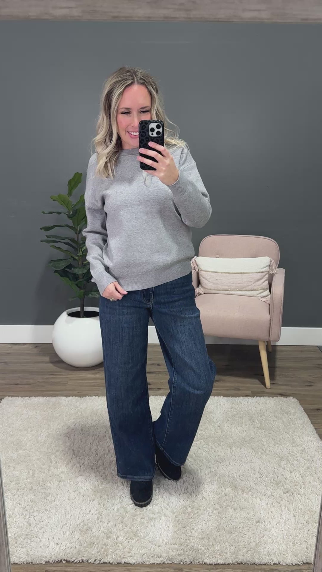 Brielle Drop Shoulder Knit Sweater - Heather Gray Be Cool