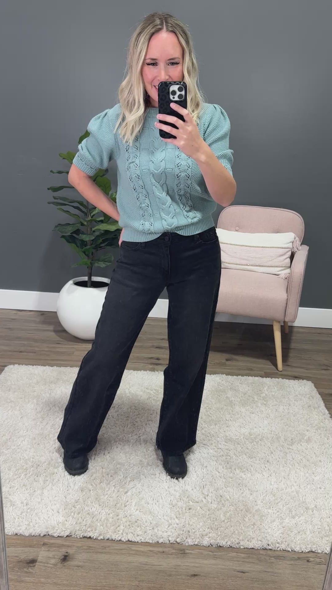 NEW! KanCan Flaunt It Non Distressed Wide Leg Jeans - Black KanCan