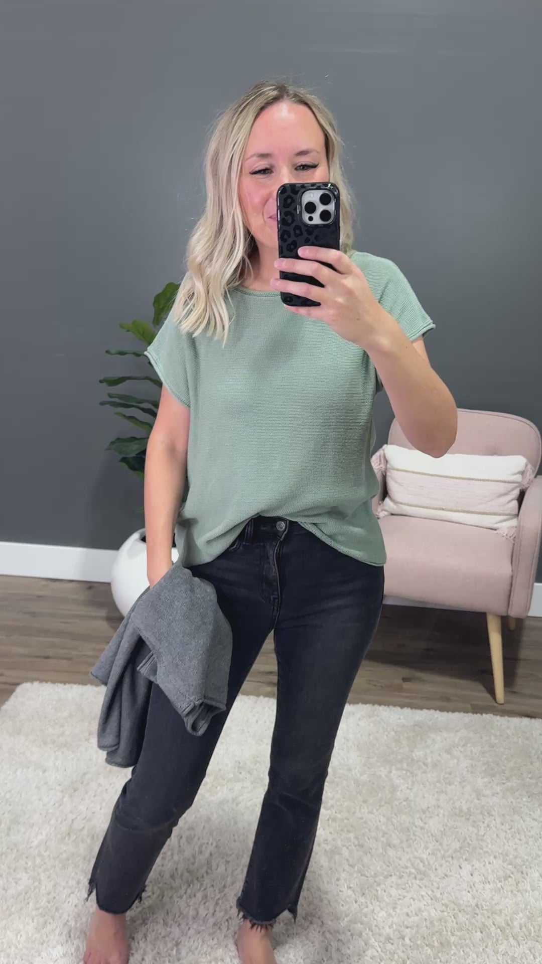 NEW! Aaliyah Knit Sweater Top - Heather Charcoal Be Cool