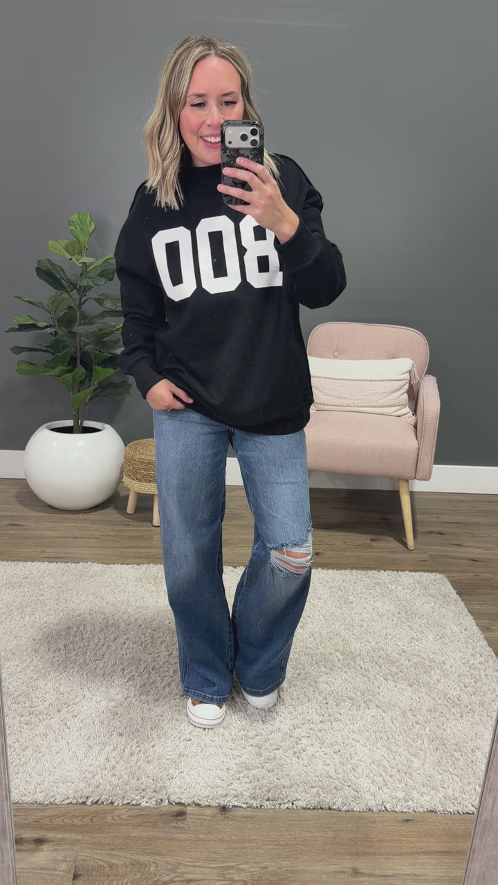 NEW! Piper Reversed Mock Neck Sweatshirt - Boo