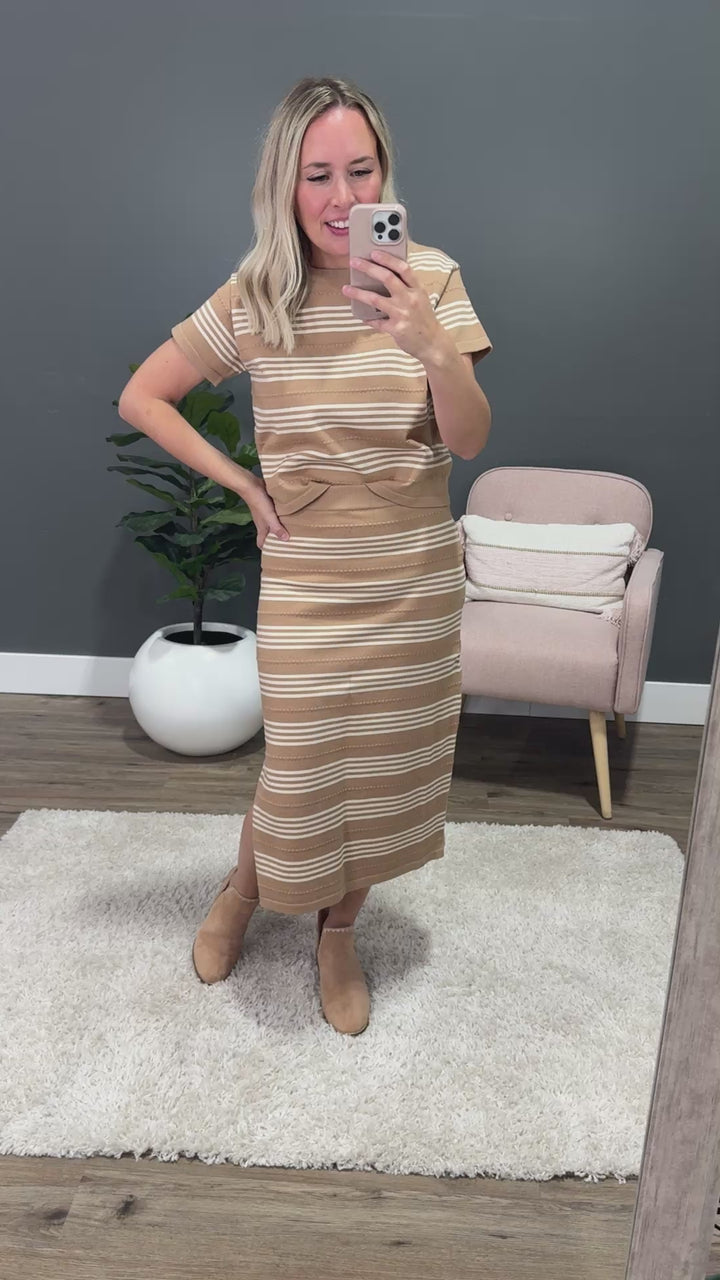 NEW! Striped Sweater Top and Skirt Set - Mocha & Cream Wishlist