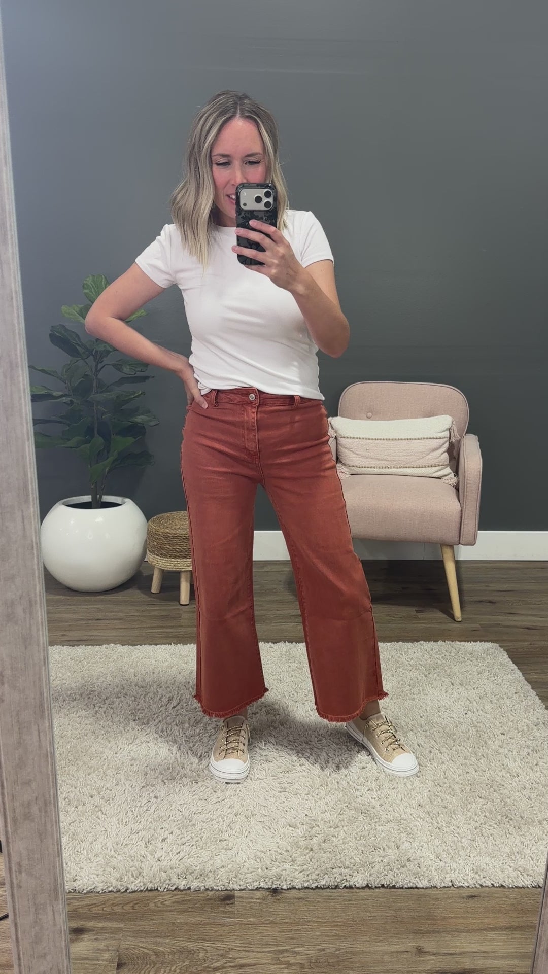 NEW! Mae Wide Leg Cropped Jeans - Rust