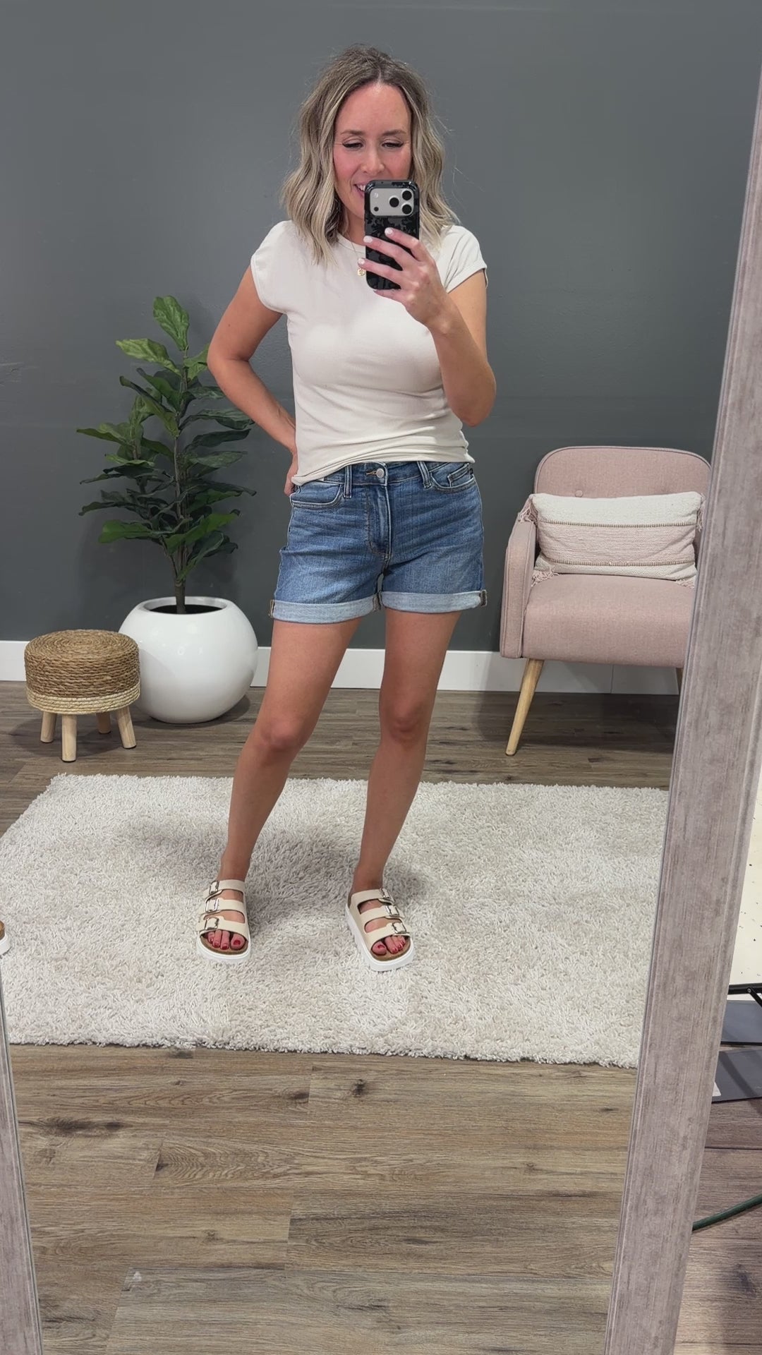 Judy Blue Moody Skies Roll Hem Jean Shorts Judy Blue
