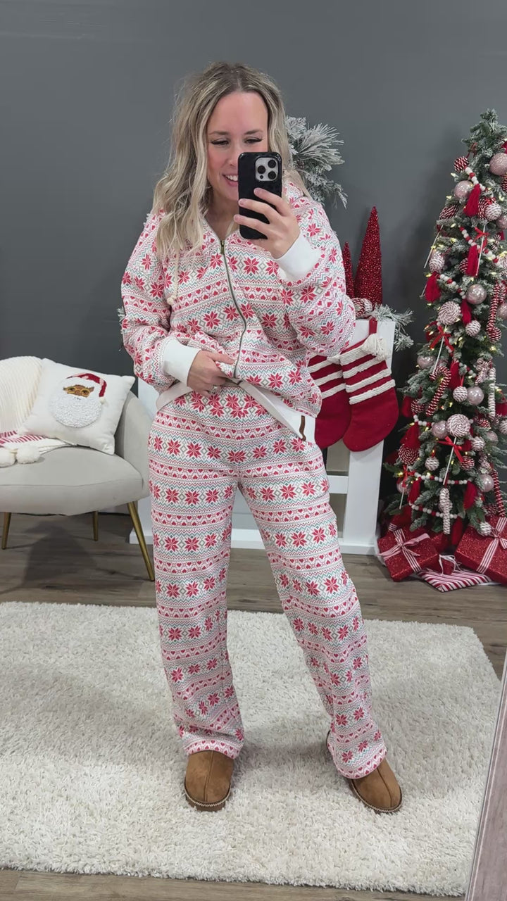 NEW! Ampersand Ave Comfort Zone FullZip Hoodie - Frosted Fair Isle