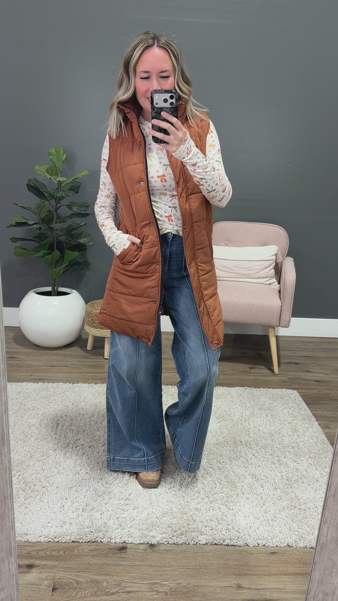 NEW! Harlow Long Vest - Cinnamon