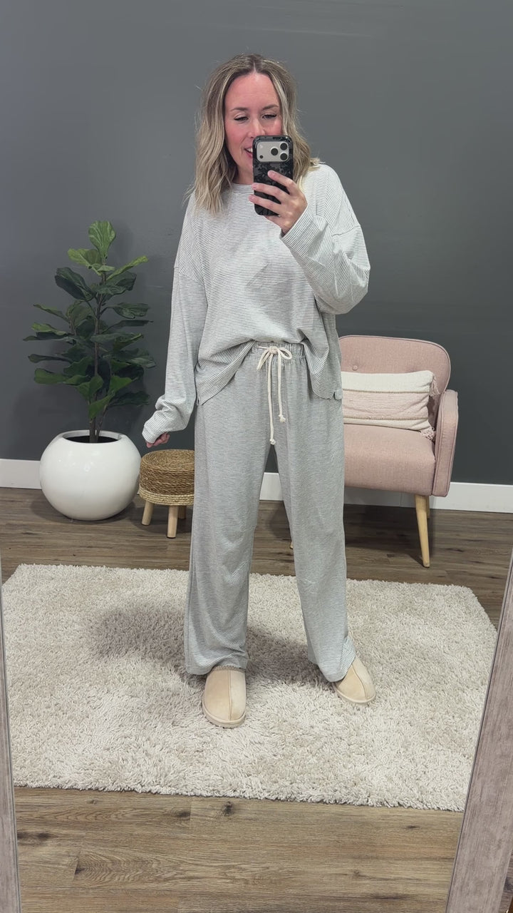NEW! Stop Here Striped Knit Set - Heather Gray & Cream Wishlist