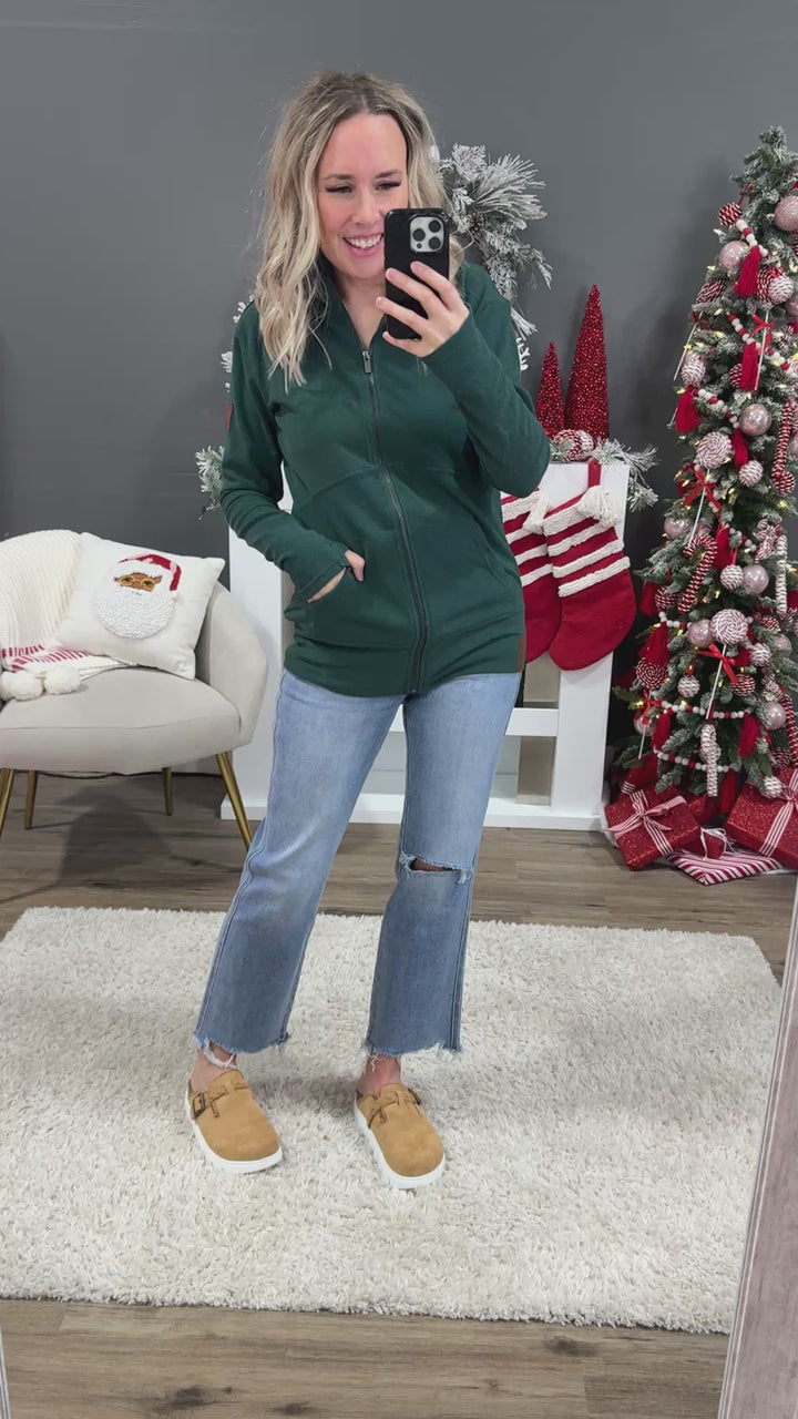 NEW! Ampersand Ave Performance Fleece FullZip Sweatshirt - Evergreen