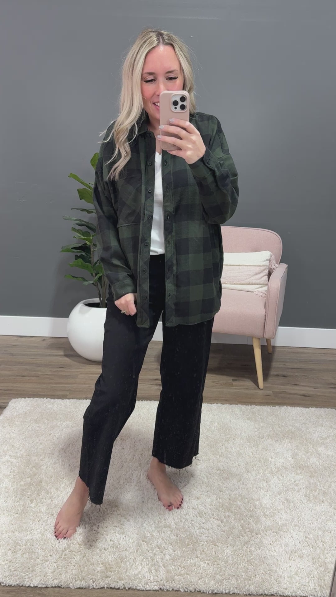 NEW! Devri Oversized Plaid Flannel - Hunter Green Be Cool