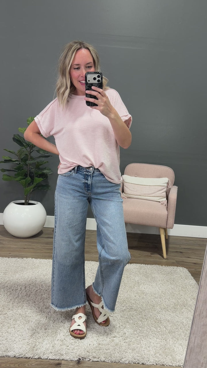 NEW! Gabby Contrast Corded Top - Pink