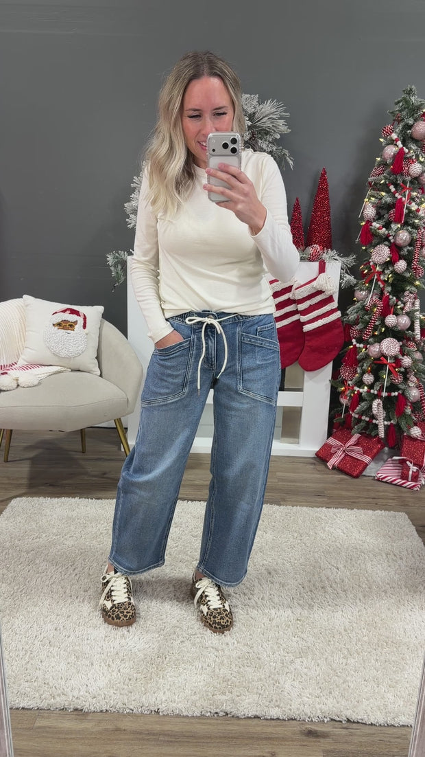 Vervet Dylan Drawstring Barrel Jeans