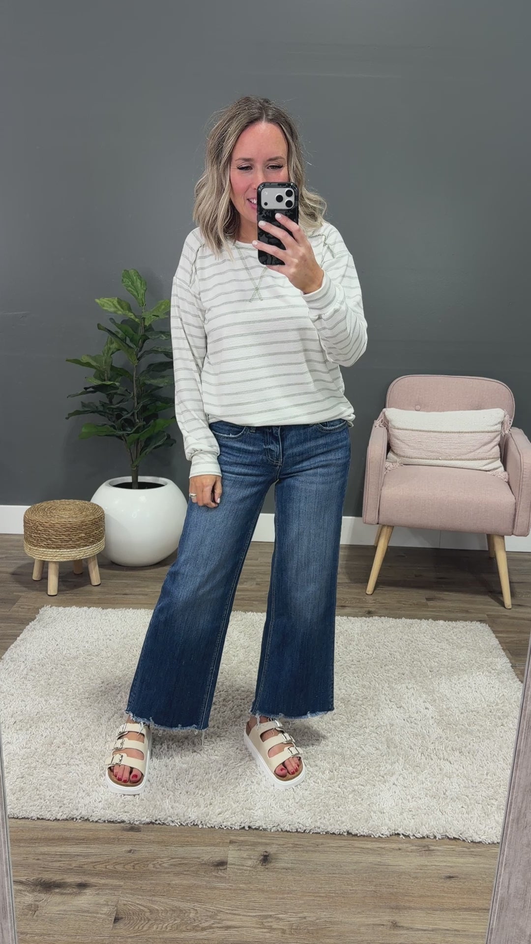 NEW! Jayla Striped Drop Shoulder Top - Sage