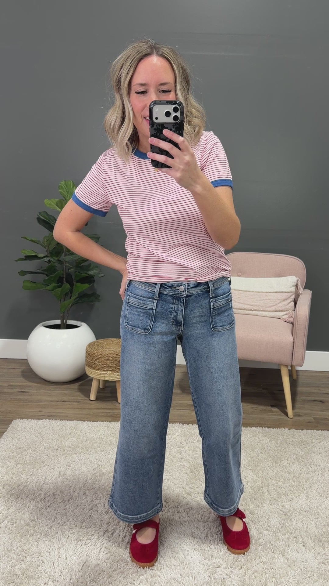 NEW! Alexis Striped Knit Top - White & Red Wishlist