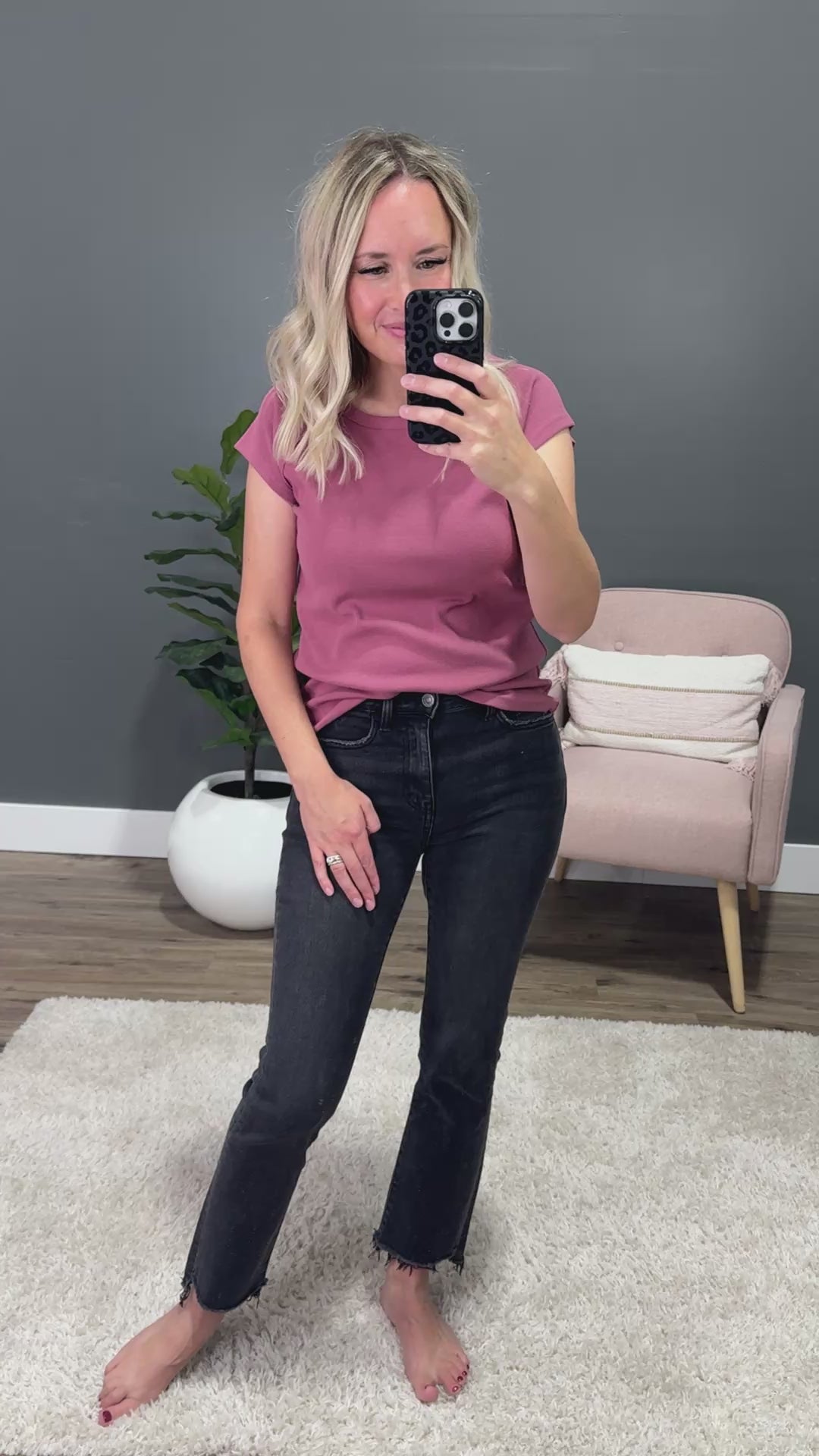 NEW! Arielle Micro Ribbed Top - Marsala Staccato