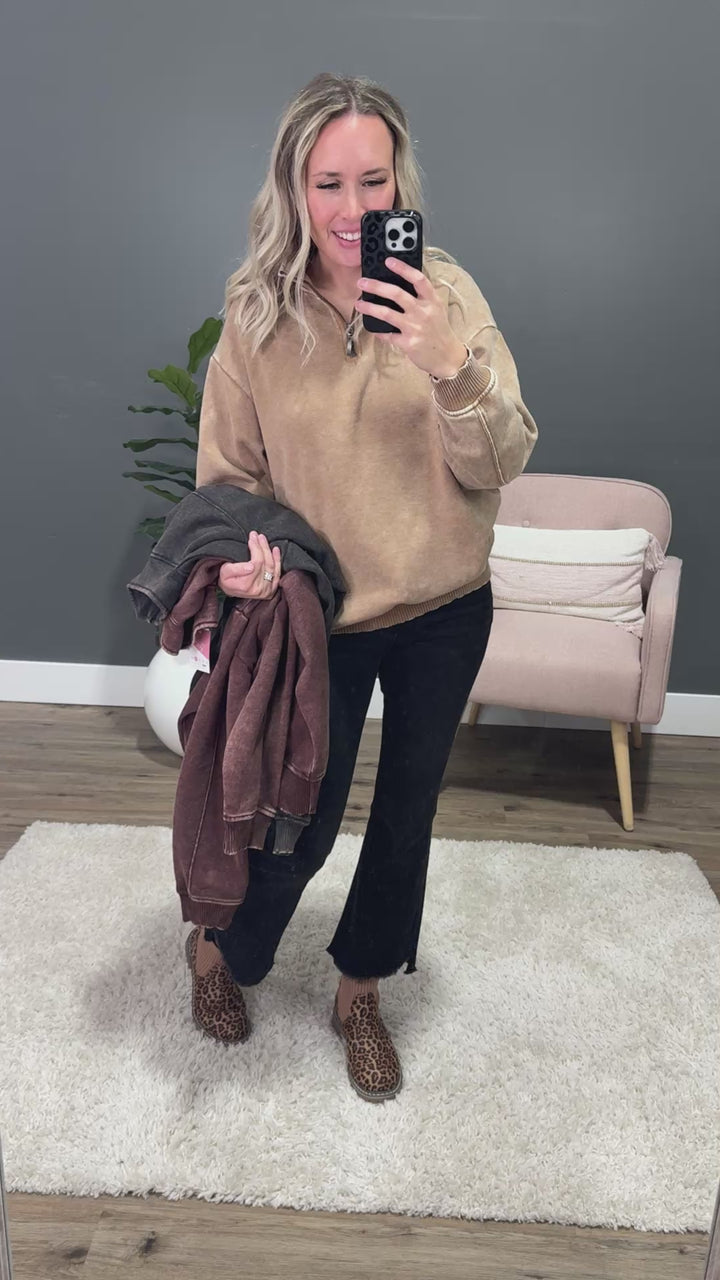 The Crush Fleece Half Zip Pullover - Mahogany Zenana