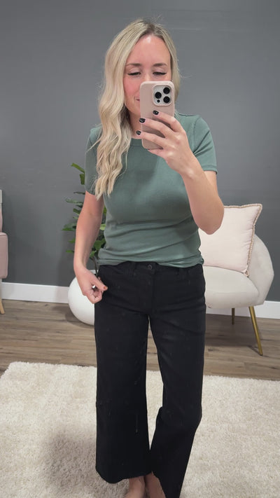 Brenley Ribbed Knit Top - Green