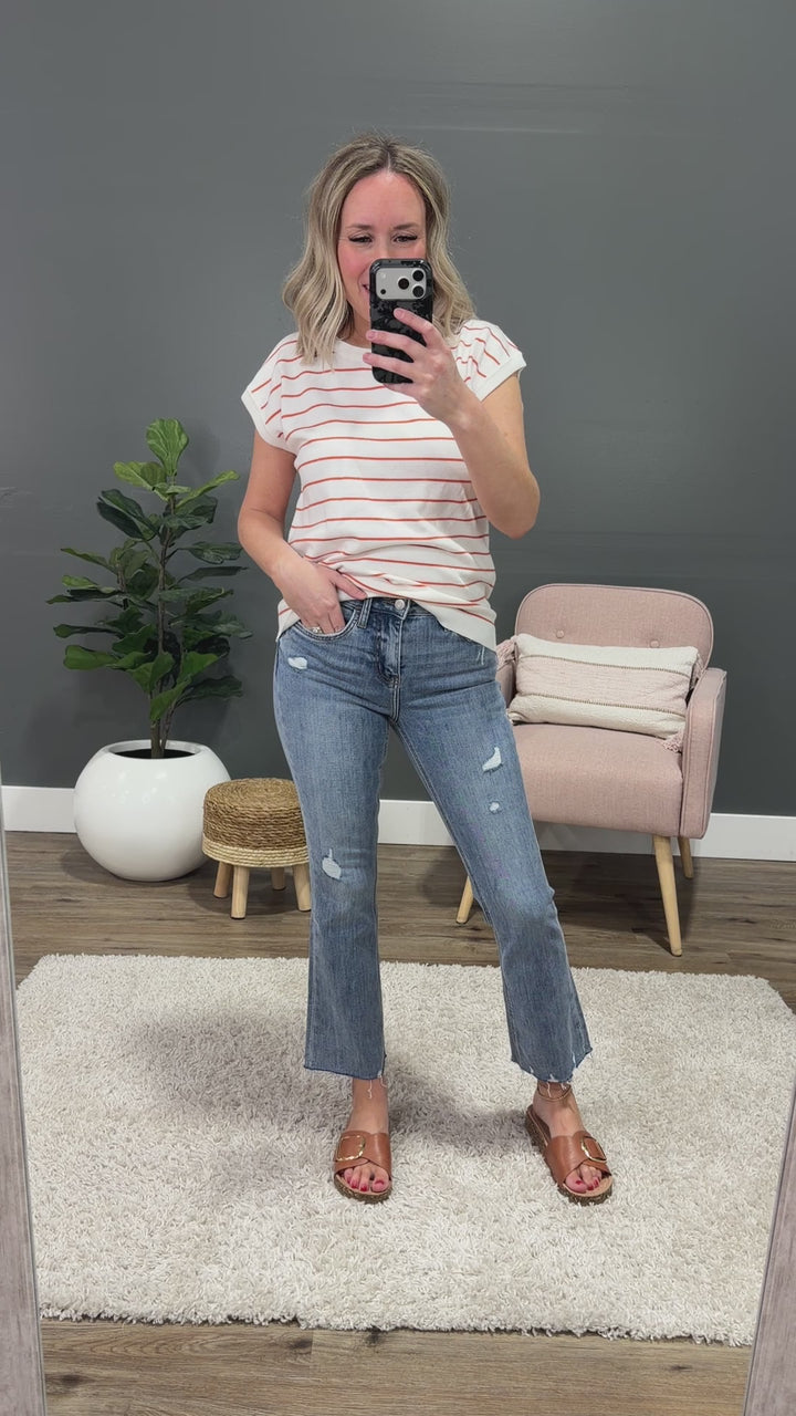 NEW! Lovervet Kinley Distressed Kick Flare Jeans Vervet