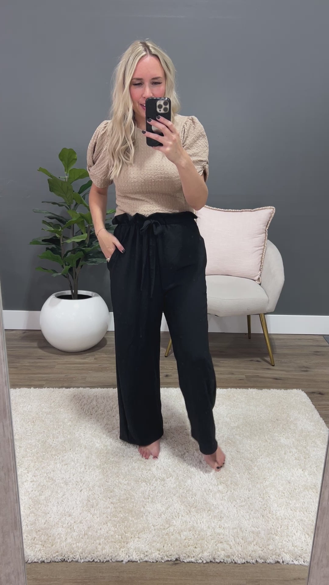 Ellen Black Paperbag Waist Pants