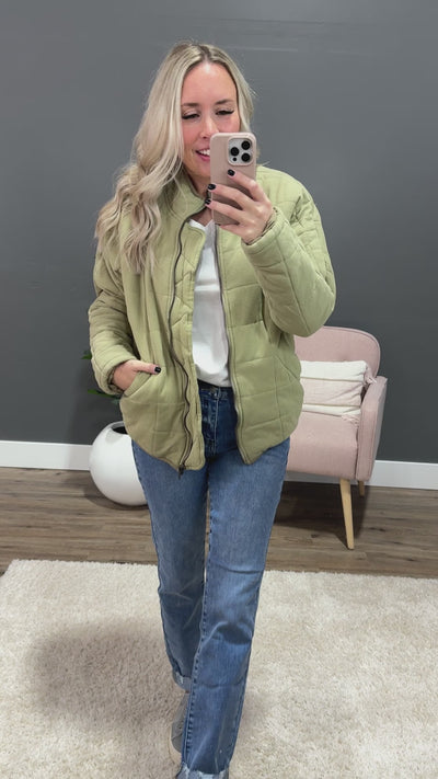 NEW! Quilted Puffer Jacket - Matcha Green