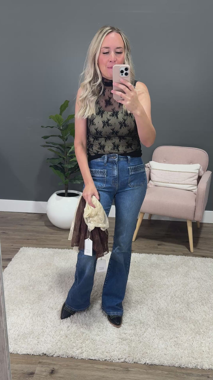 Eden Sleeveless Floral Lace Top - Chocolate Very J