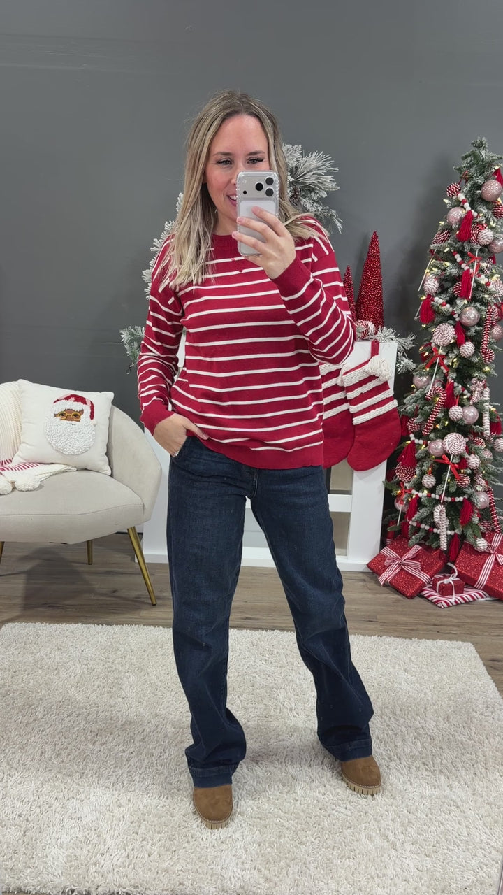 NEW! Rosie Fine Knit Striped Sweater - Red
