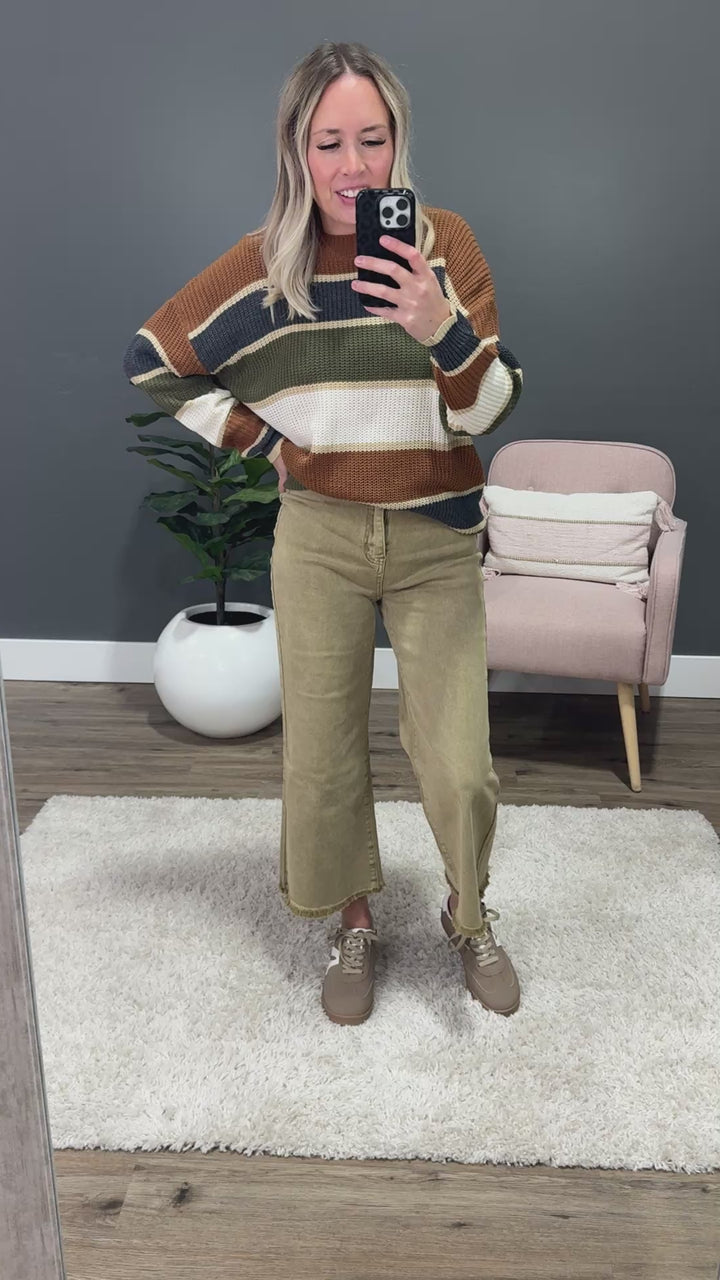 NEW! Mae Wide Leg Cropped Jeans - Light Camel Zenana