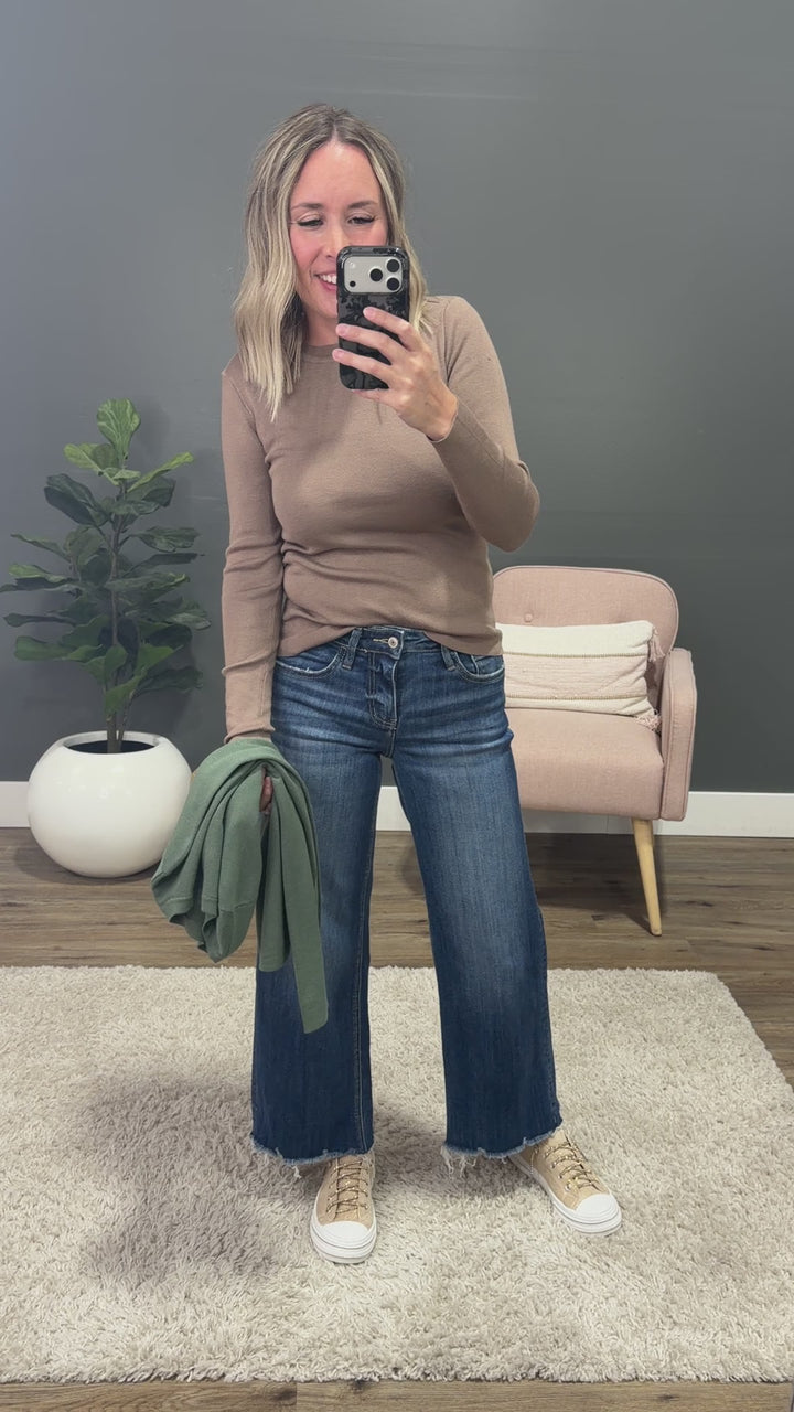 NEW! Lainey Long Sleeve Rib Knit Sweater - Mocha