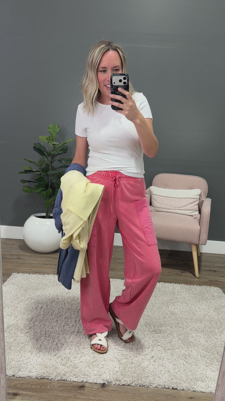NEW! Rae Mode Terry Comfy Pants - Candy Red
