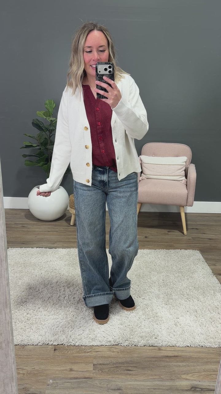 NEW! Jayla V Neck Cardigan - Ivory