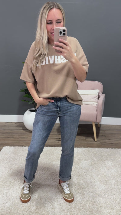 NEW! Nashville Ribbed Taupe Top