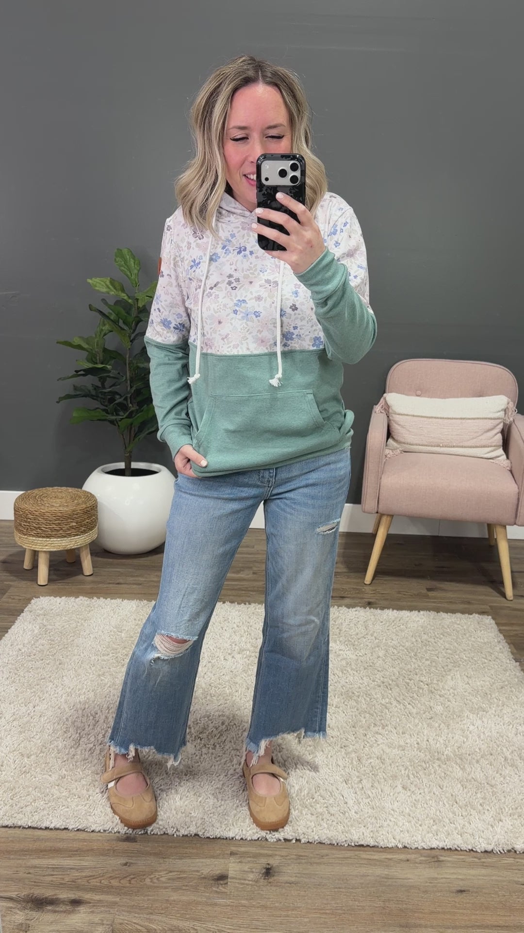 NEW! Hailey Pullover Hoodie - Spring Meadows and Sage