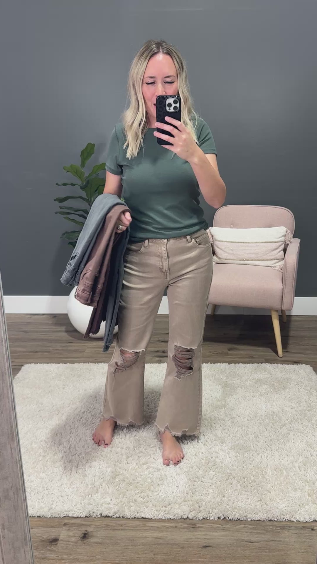 NEW! Gia Wide Leg Distressed Cropped Jeans - Mahogany Zenana