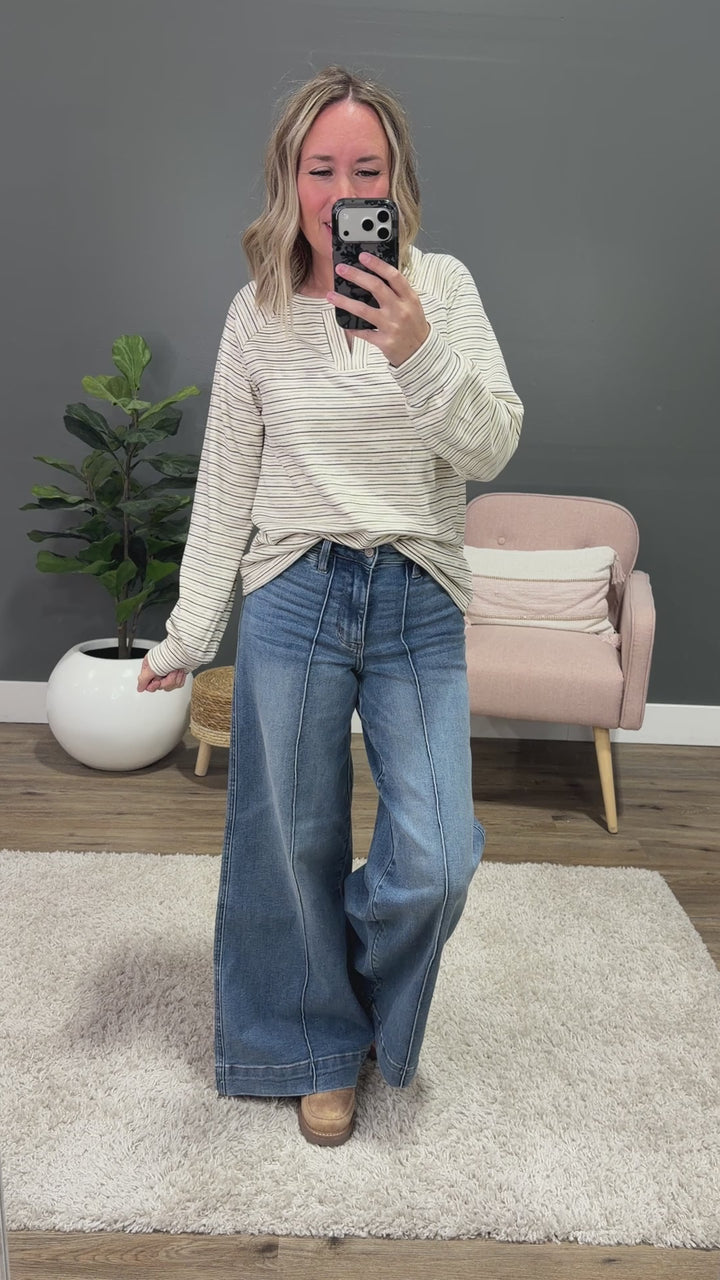 NEW! Estelle Brushed Striped Top - Ivory