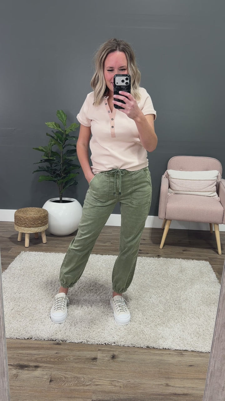 NEW! Mica Notice Me Jogger Jeans - Olive