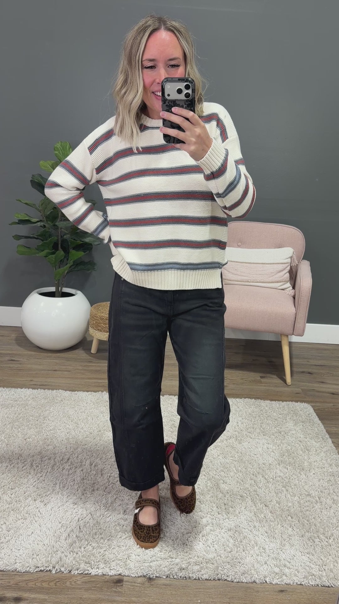 NEW! Jane Striped Sweater - Slate Blue